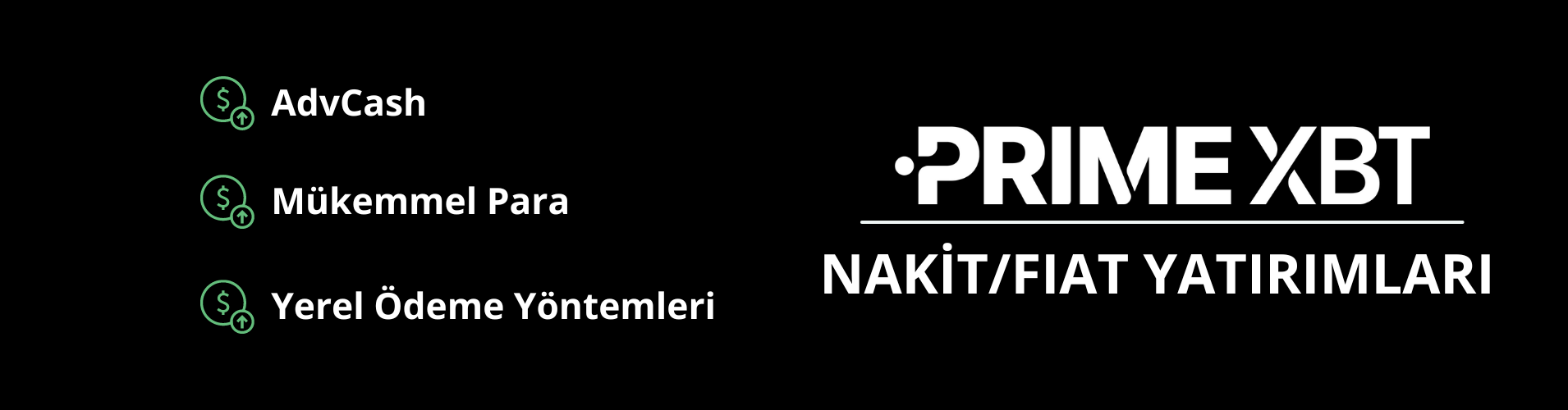 PrimeXBT nakit/fiat depozitoları.